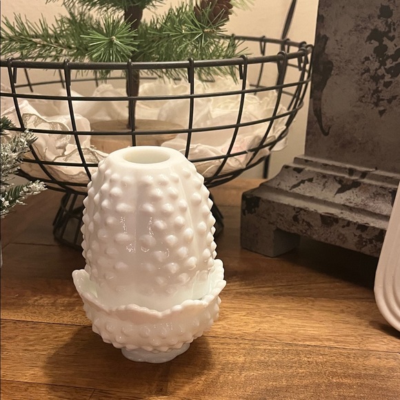 Fenton Other - Elegant White Hobnail Fairy Lamp